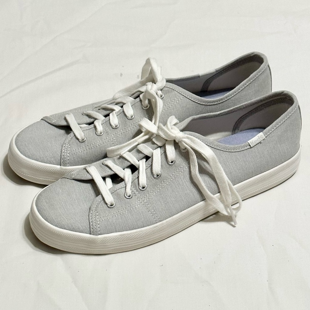 Keds Kickstart Gray and White Lace Up Sneakers, Like New Perfect Condition - 9